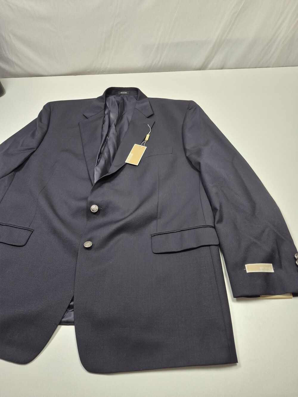 Michael Michael Kors Blazer Mens 44L Navy 100% Wool Notch Lapel 2 Button NWT